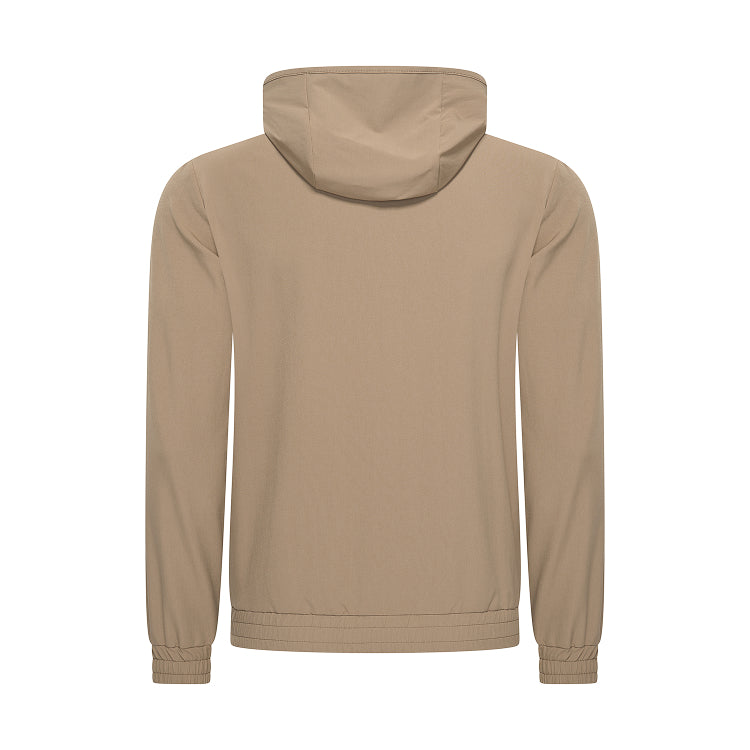 HOODED TECH STRETCH VEST - BRONZED CAMEL