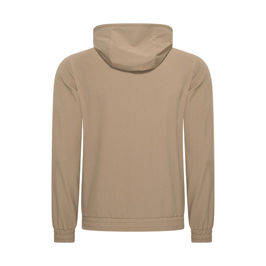 HOODED TECH STRETCH VEST - BRONZED CAMEL