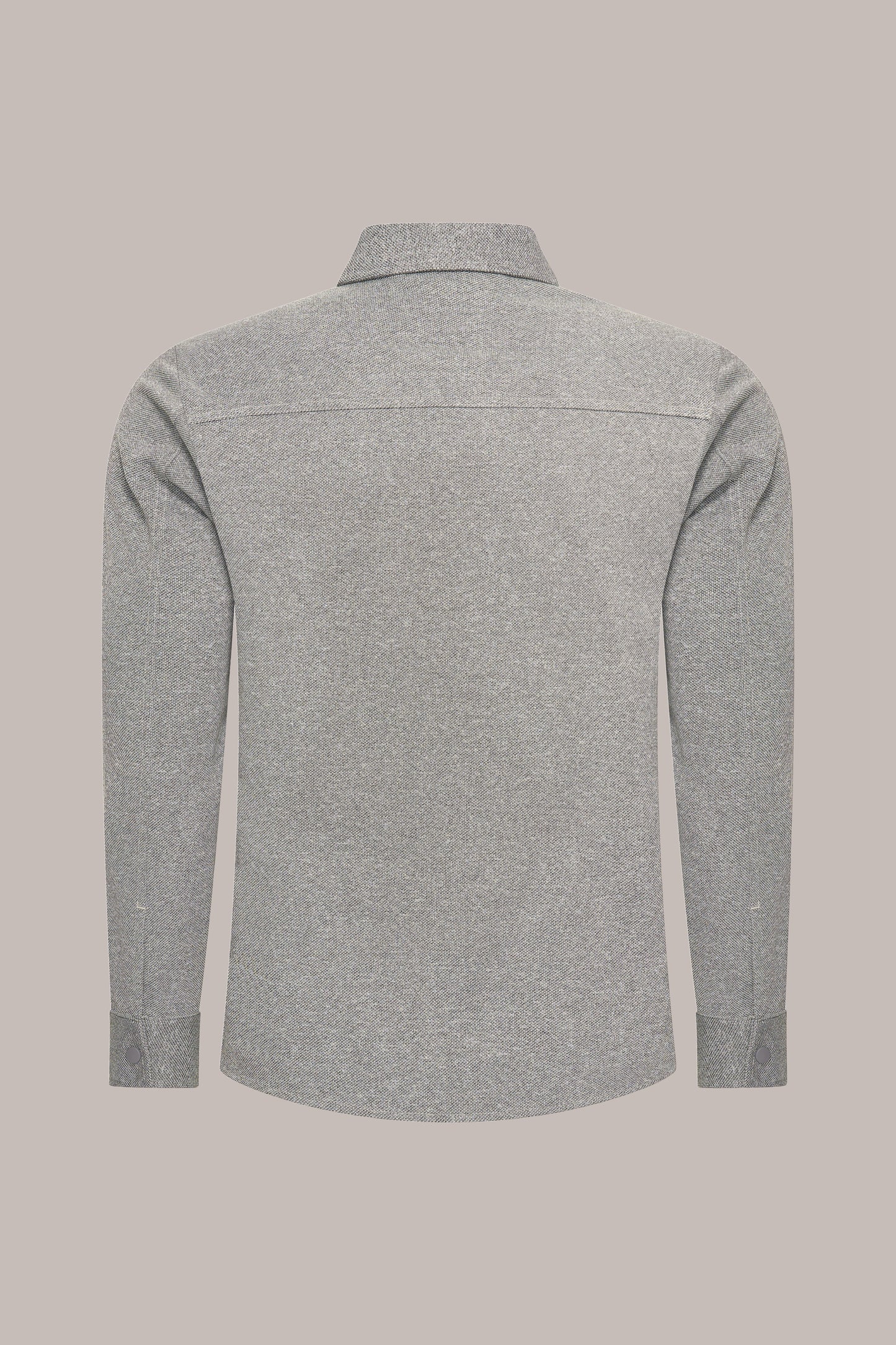 MAESON Knitted Overshirt Sterling Grey — achteraanzicht