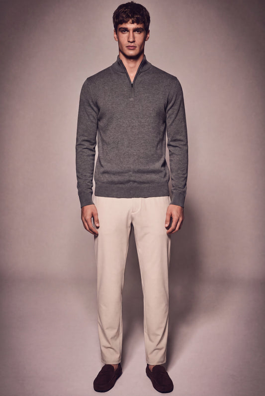 MAESON The Belfort Half-Zip Dove Grey — model, foto 1