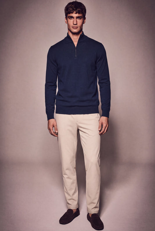 MAESON The Belfort Half-Zip Midnight Blue — model, foto 1