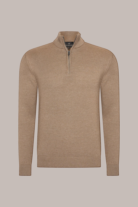 MAESON The Belfort Half-Zip Espresso Luxe — vooraanzicht