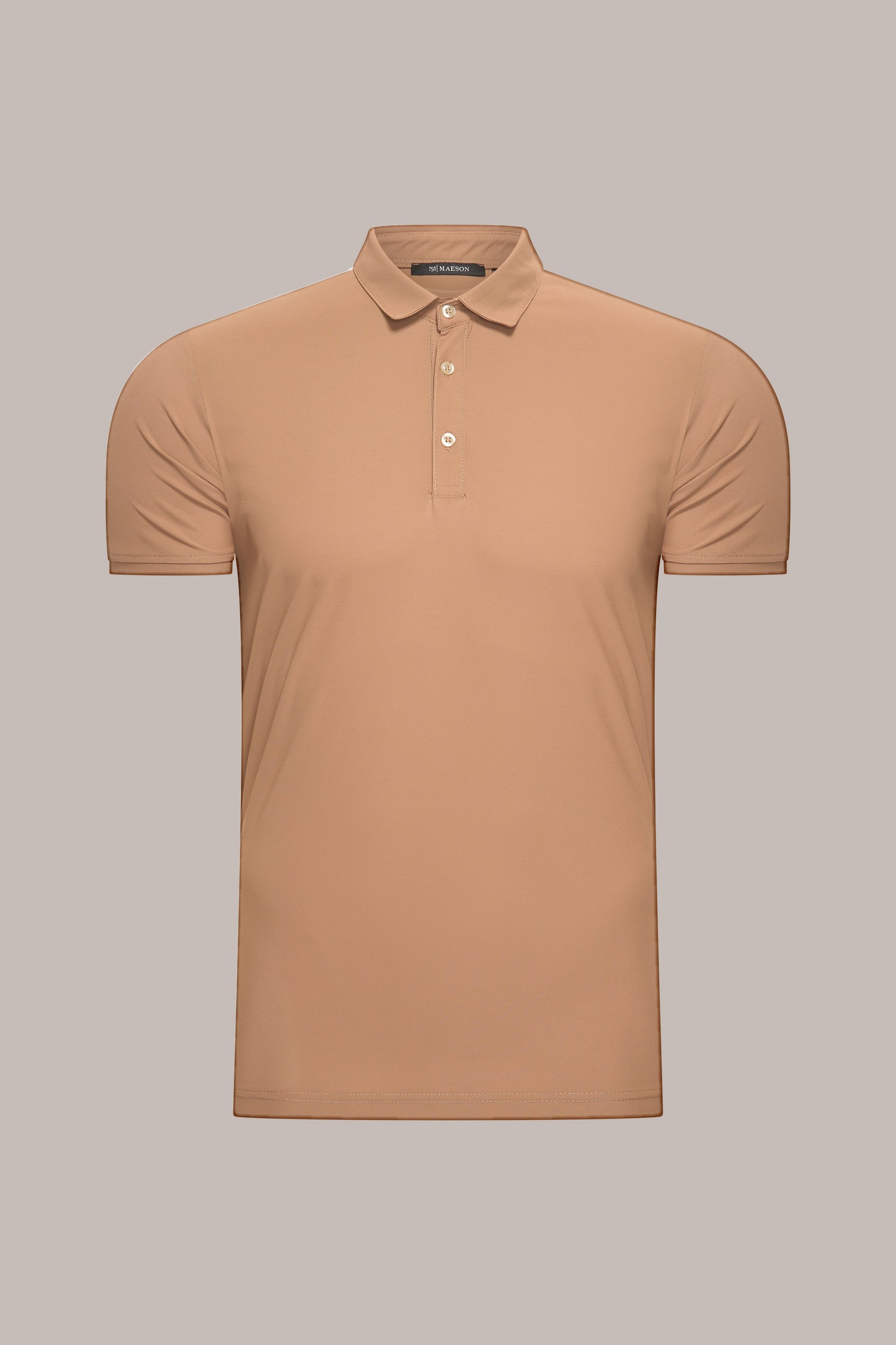 MAESON Polo Silktouch Pique Mocha Sand — vooraanzicht