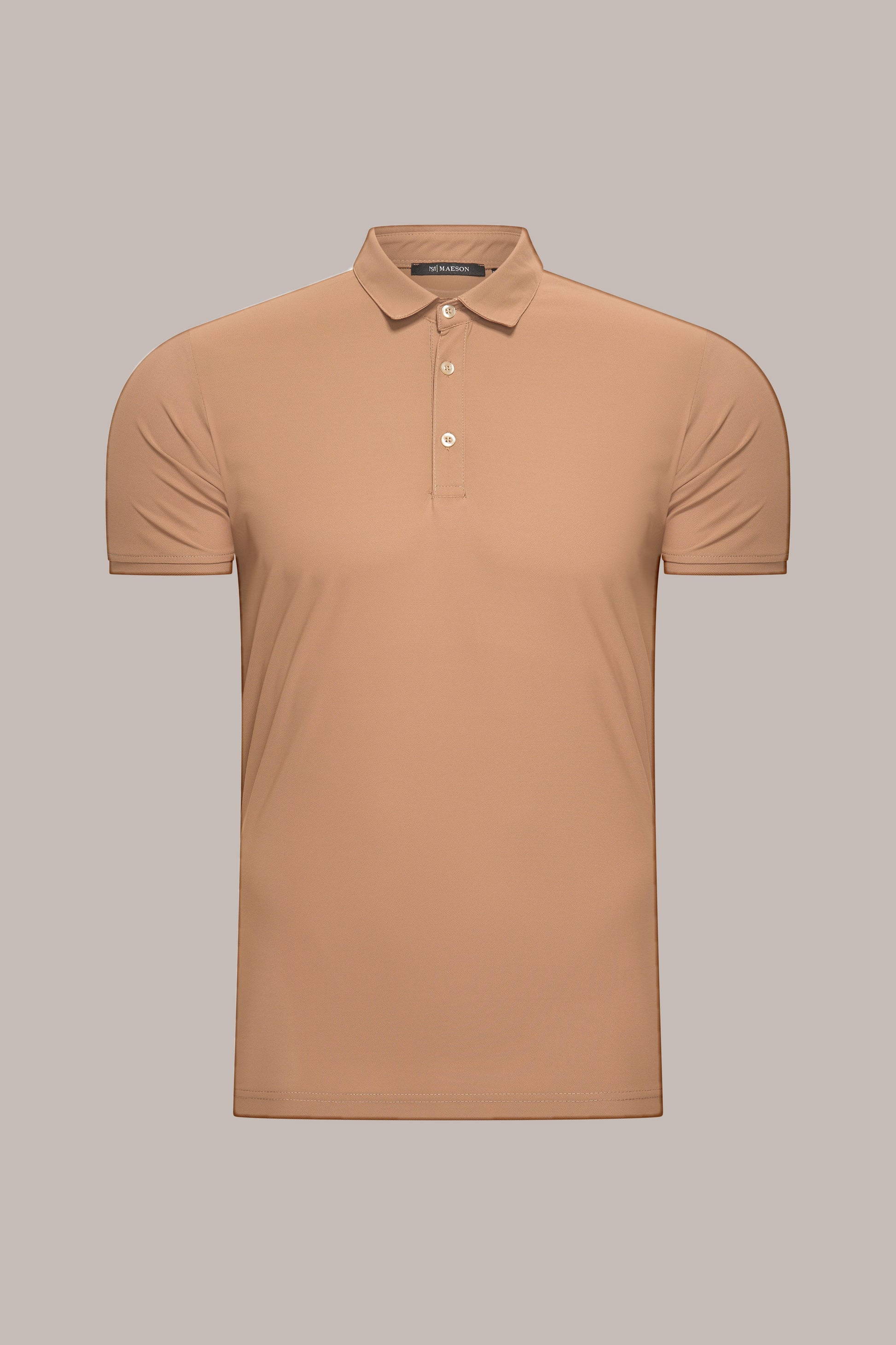MAESON Polo Silktouch Pique Mocha Sand — vooraanzicht
