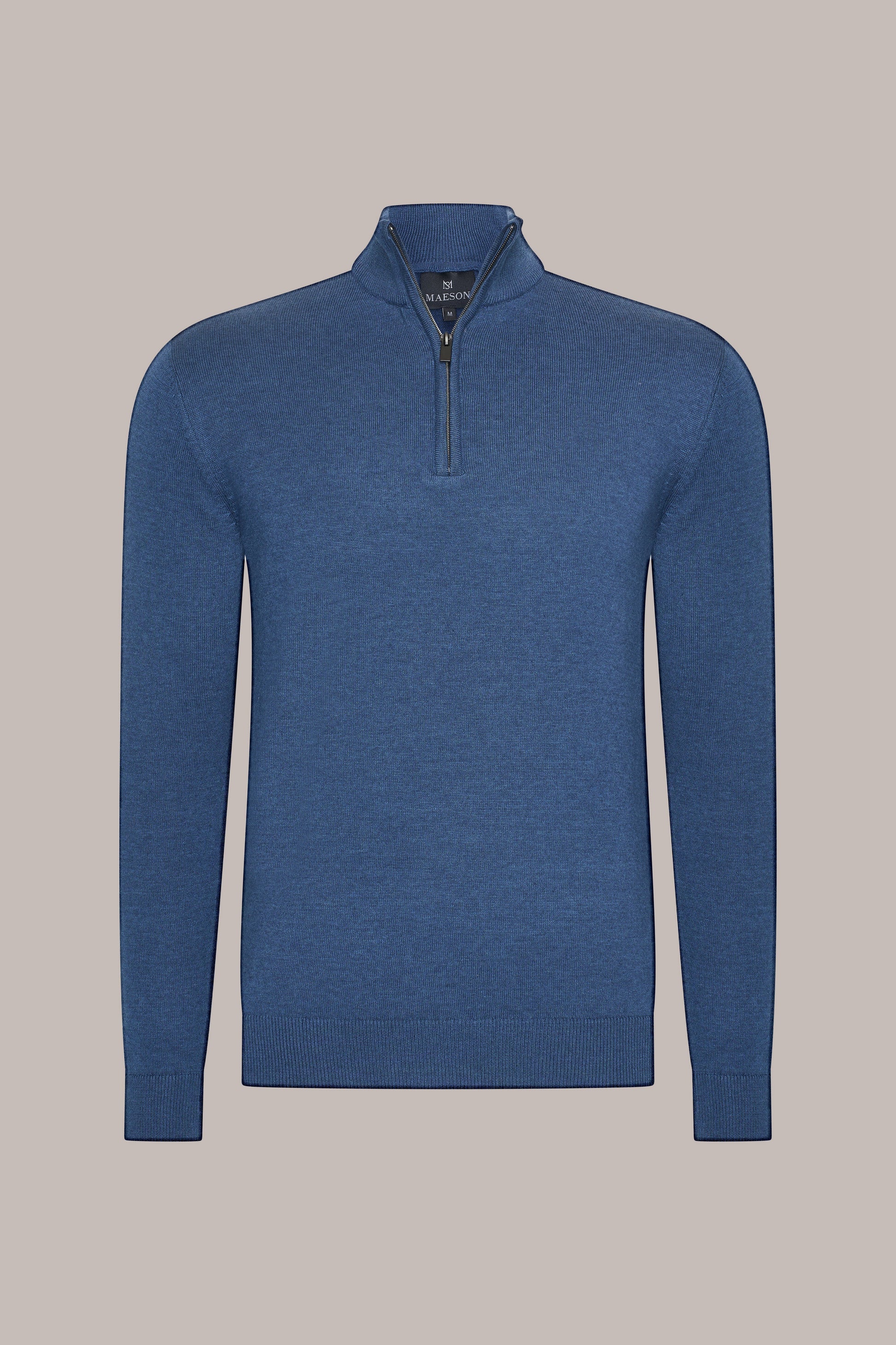 MAESON The Belfort Half-Zip Pure Indigo — vooraanzicht