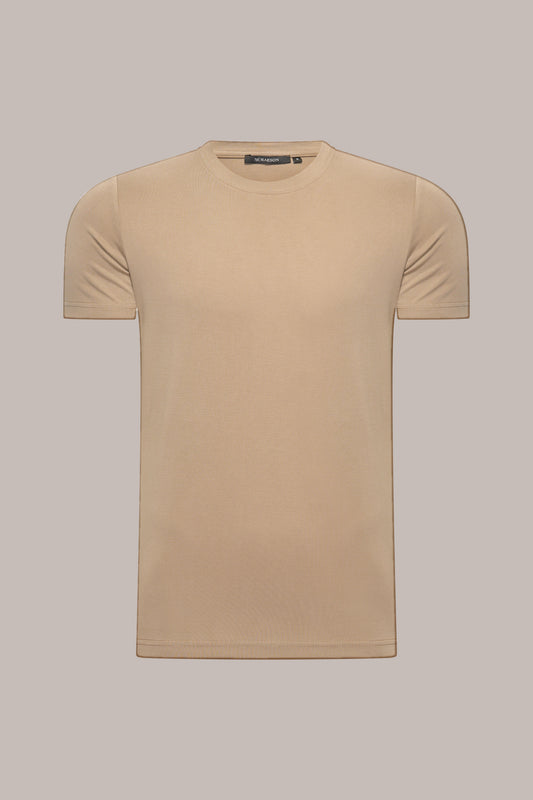MAESON T-Shirt Modal Essence Soft Mocha — vooraanzicht