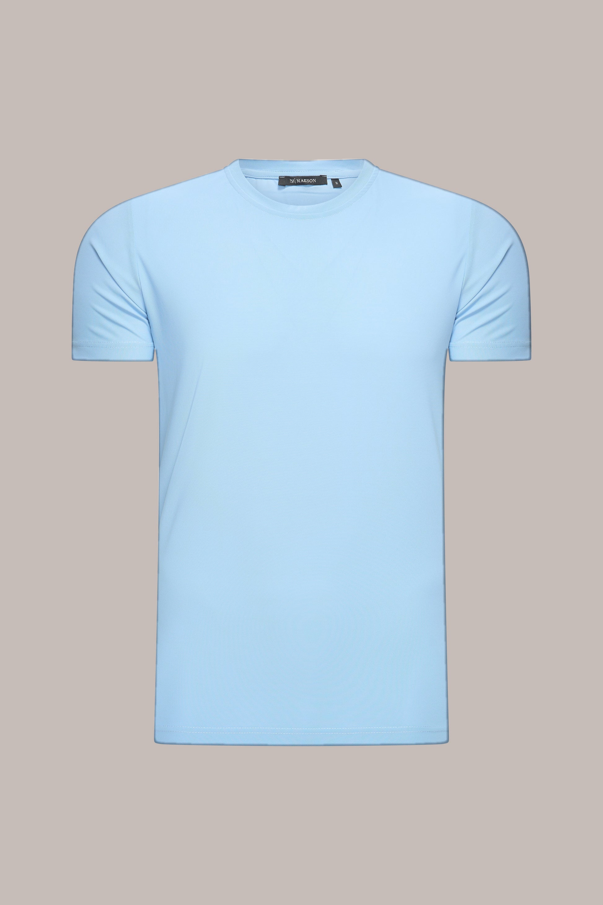 MAESON T-Shirt Silktouch Pique Azure Blue — vooraanzicht
