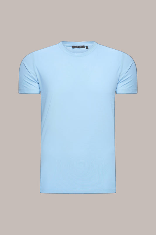 MAESON T-Shirt Silktouch Pique Azure Blue — vooraanzicht