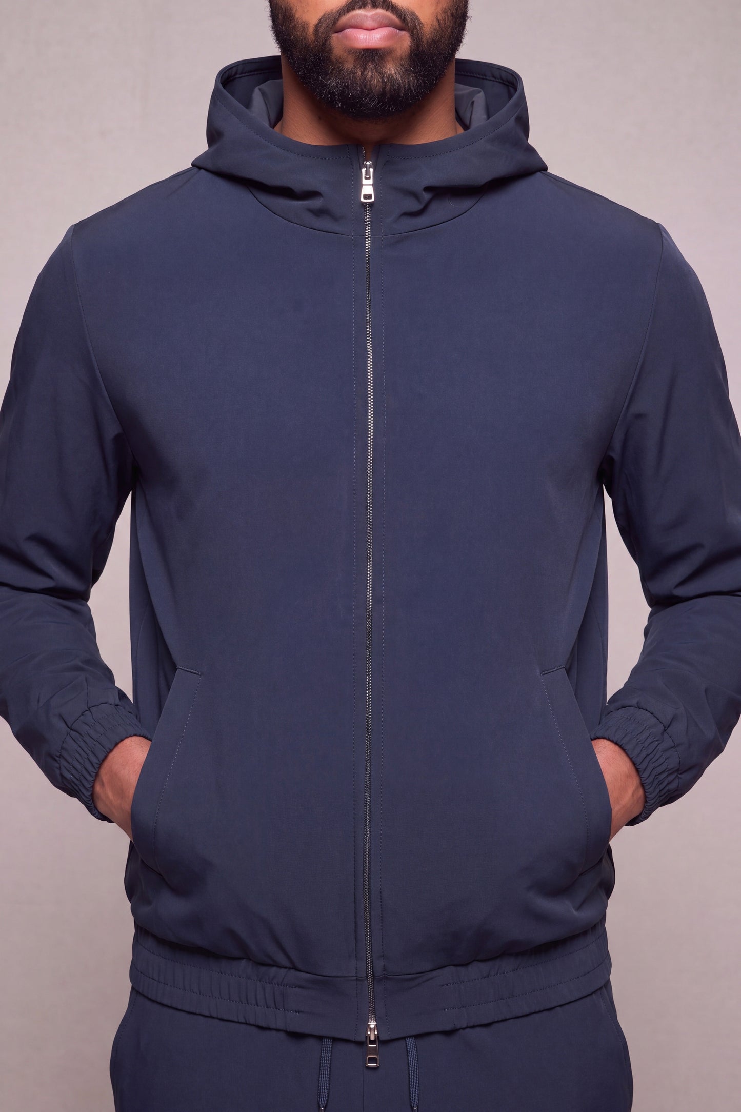 MAESON Hooded Tech Stretch Vest Royal Navy — detail