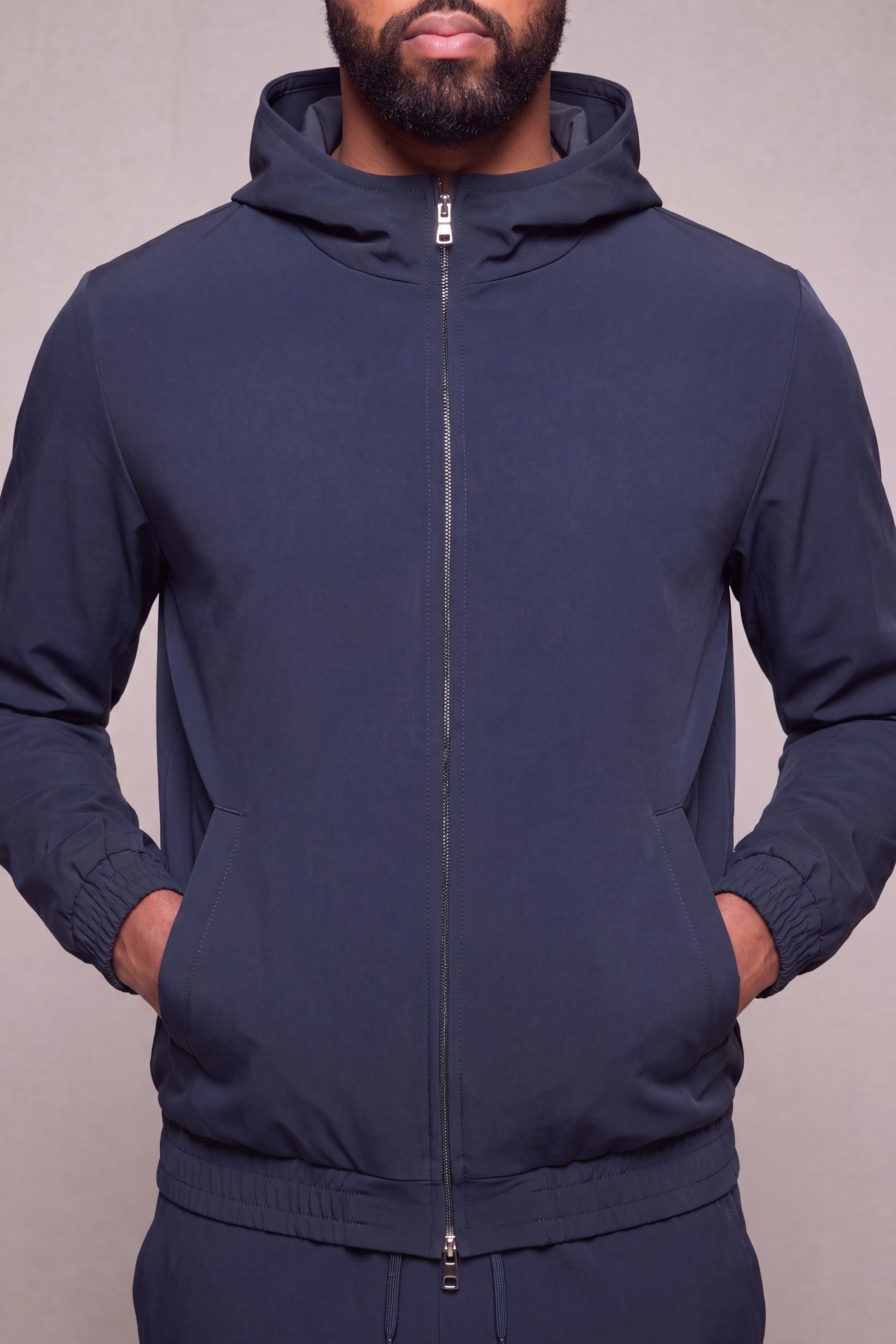 MAESON Hooded Tech Stretch Vest Royal Navy — detail