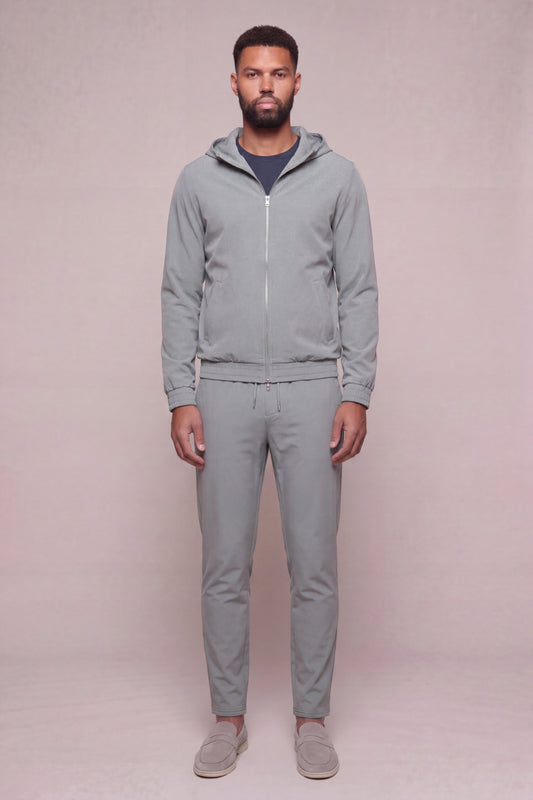 MAESON Hooded Tech Stretch Vest Storm Grey — model, achteraanzicht