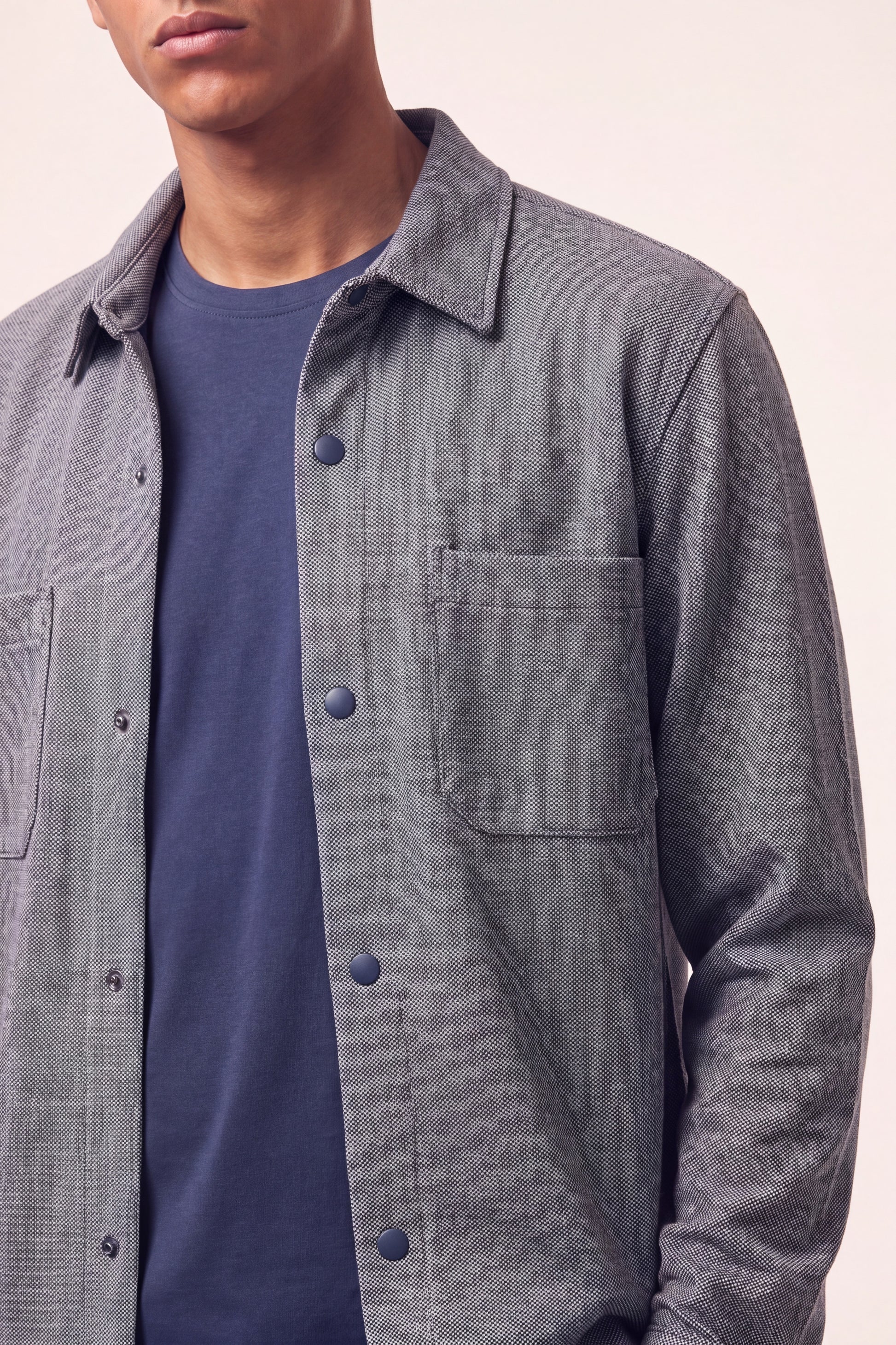 MAESON Knitted Overshirt Midnight Blue — detail