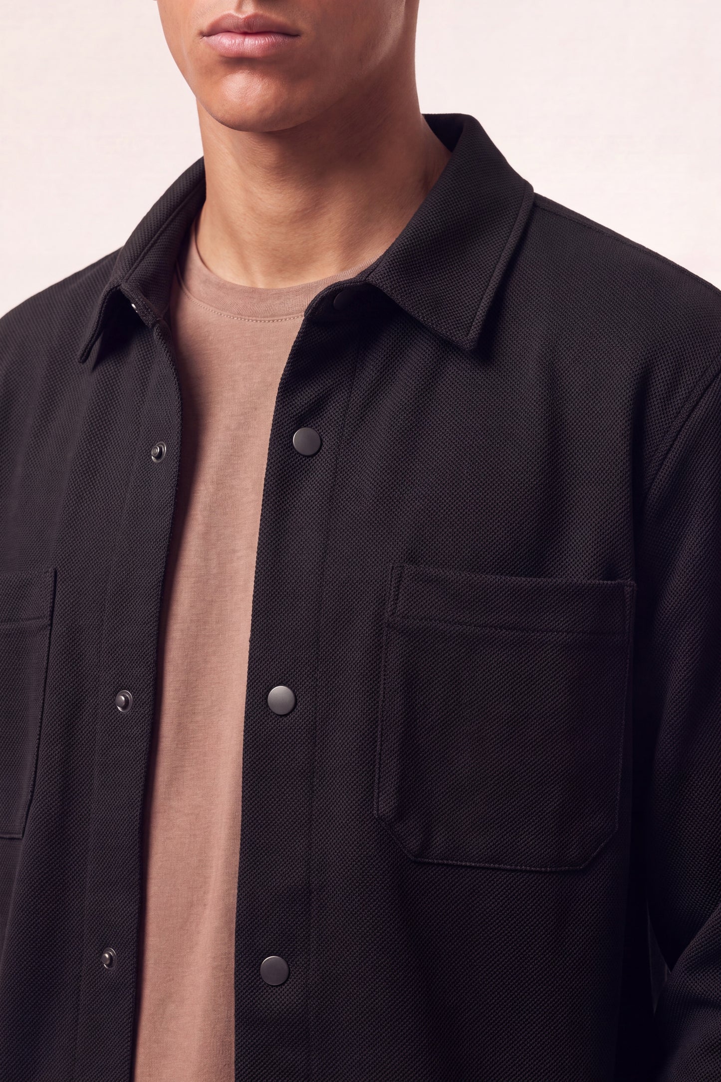 MAESON Knitted Overshirt Onyx Black — detail