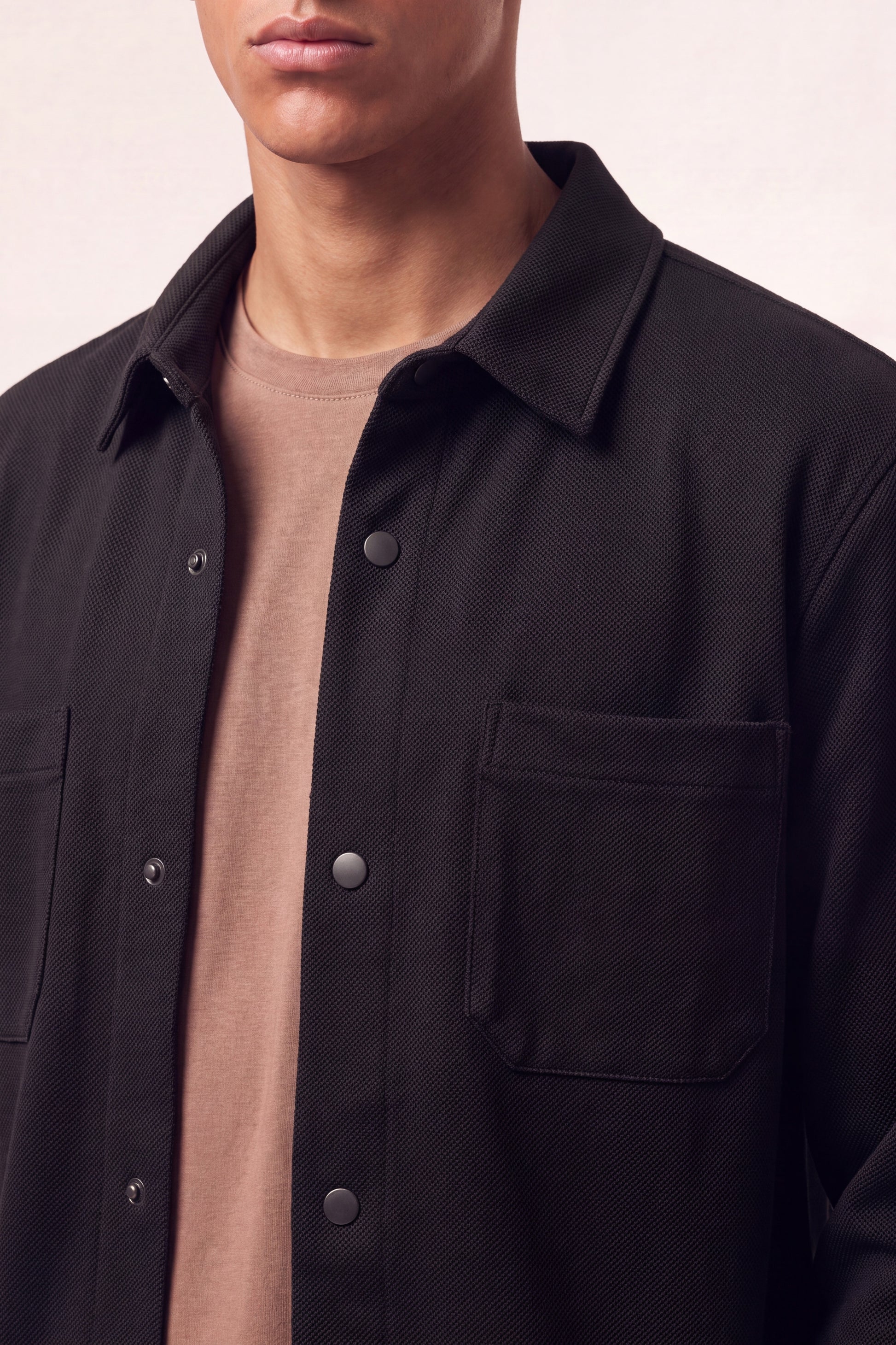 MAESON Knitted Overshirt Onyx Black — detail