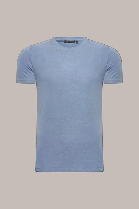 MAESON T-Shirt Modal Essence Satin Blue — vooraanzicht