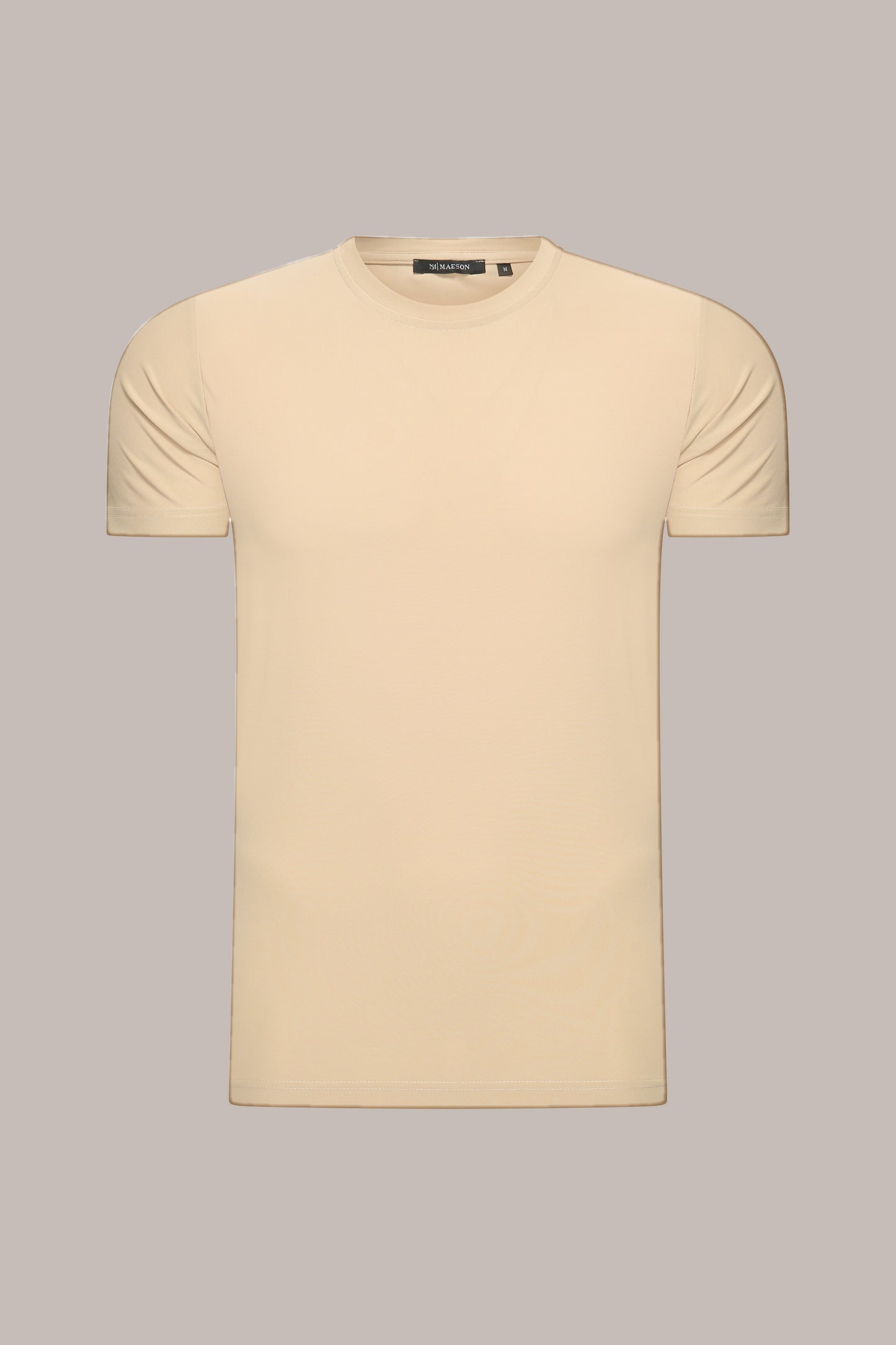 MAESON T-Shirt Silktouch Pique Ivory Beige — vooraanzicht