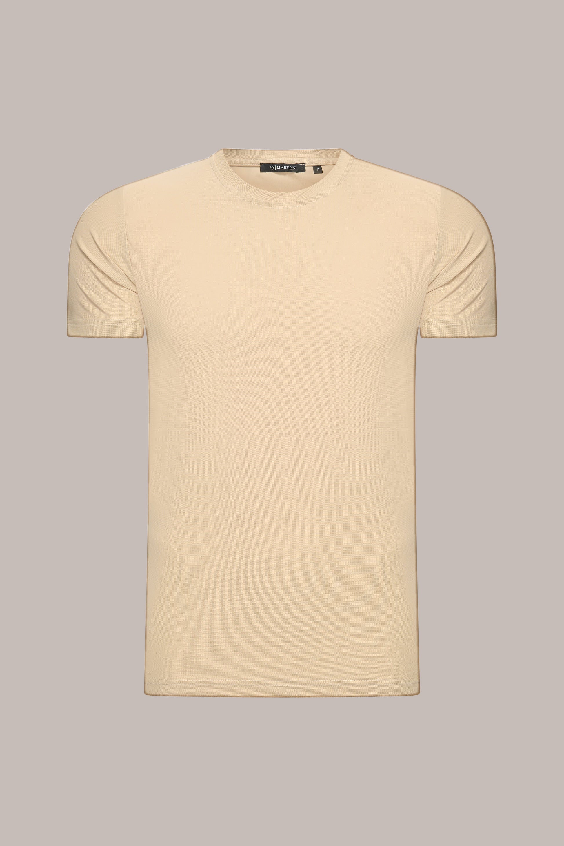 MAESON T-Shirt Silktouch Pique Ivory Beige — vooraanzicht