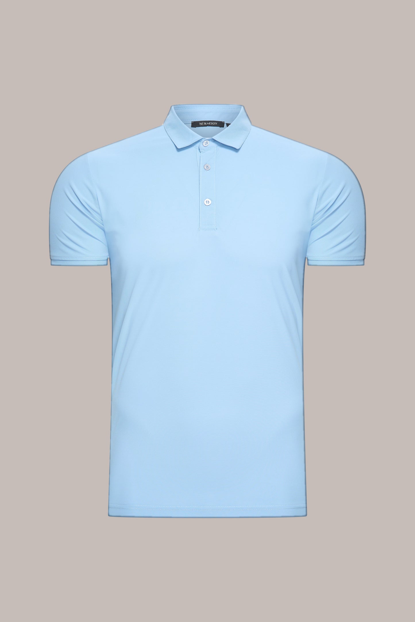 MAESON Polo Silktouch Pique Azure Blue — vooraanzicht