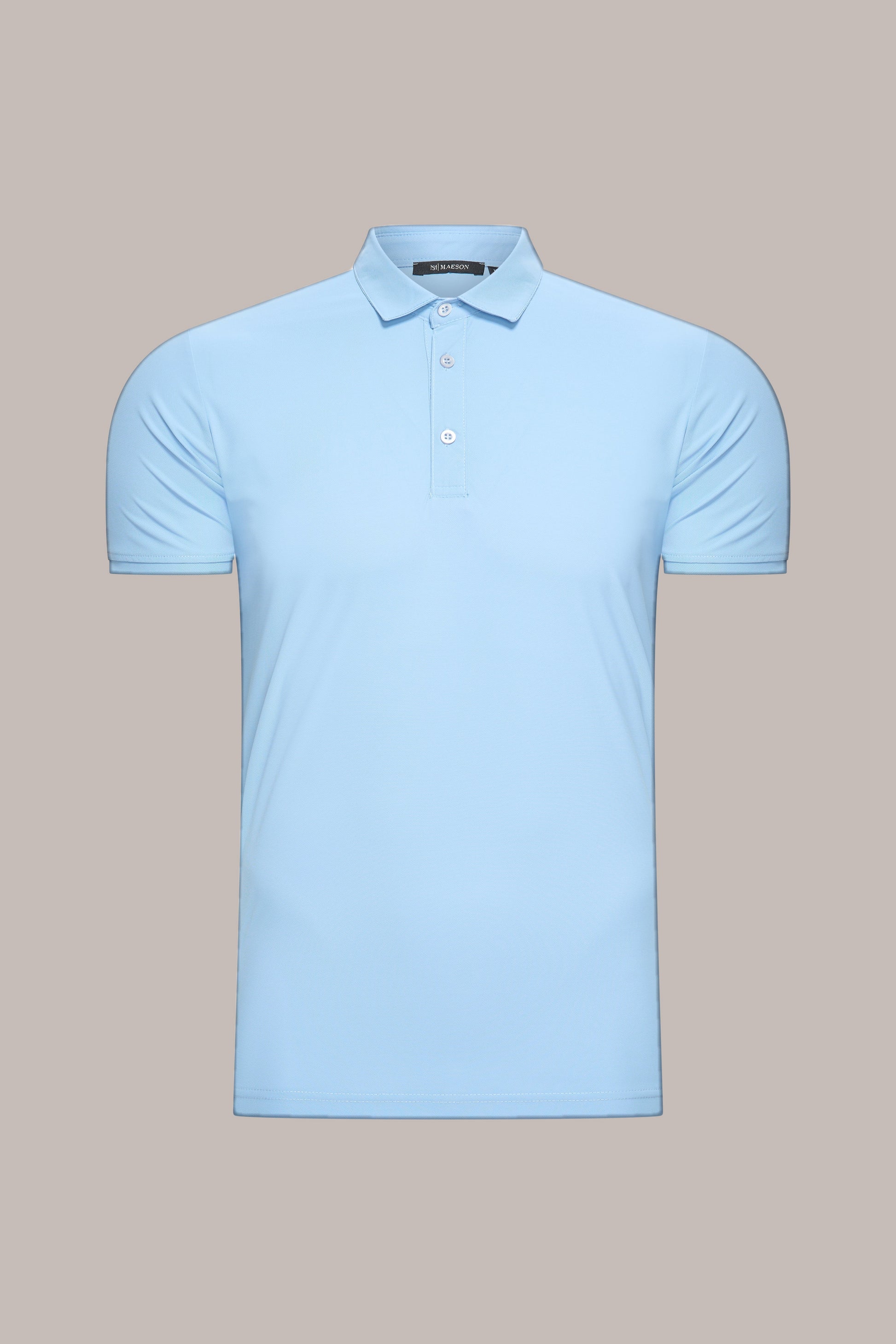 MAESON Polo Silktouch Pique Azure Blue — vooraanzicht