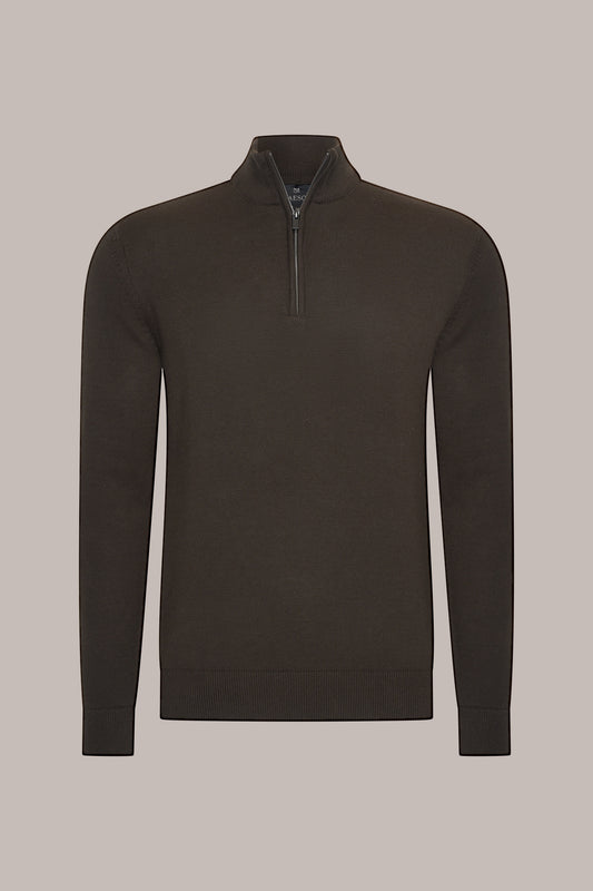 MAESON The Belfort Half-Zip Oak Brown — vooraanzicht