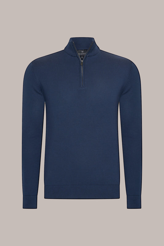 MAESON The Belfort Half-Zip Midnight Blue — vooraanzicht