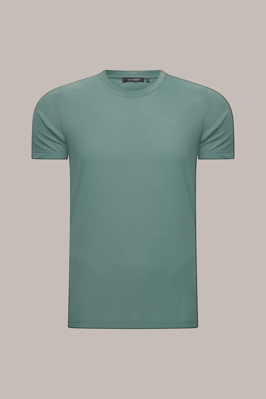 MAESON T-Shirt Silktouch Pique Frosted Olive — vooraanzicht