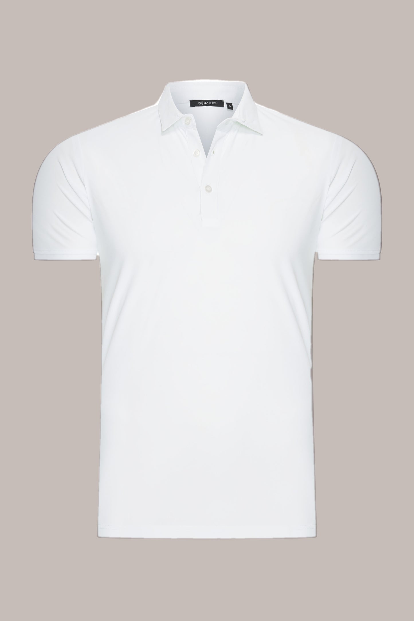 MAESON Polo Silktouch Pique Silk White — vooraanzicht