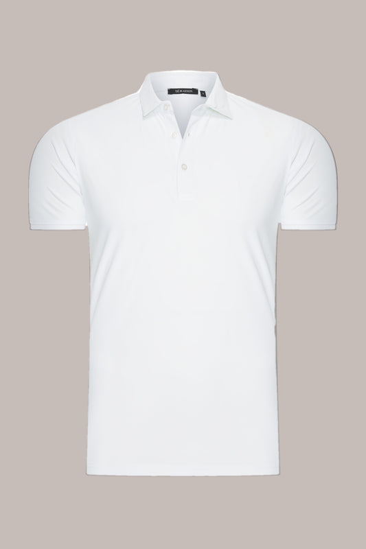 MAESON Polo Silktouch Pique Silk White — vooraanzicht