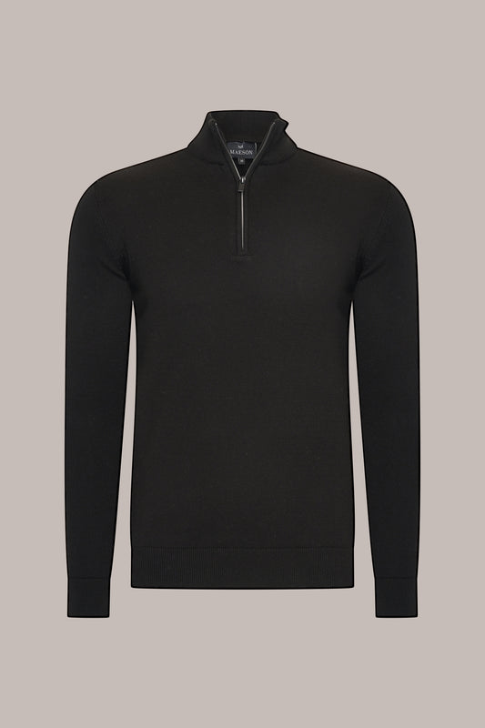 MAESON The Belfort Half-Zip Onyx Black — vooraanzicht