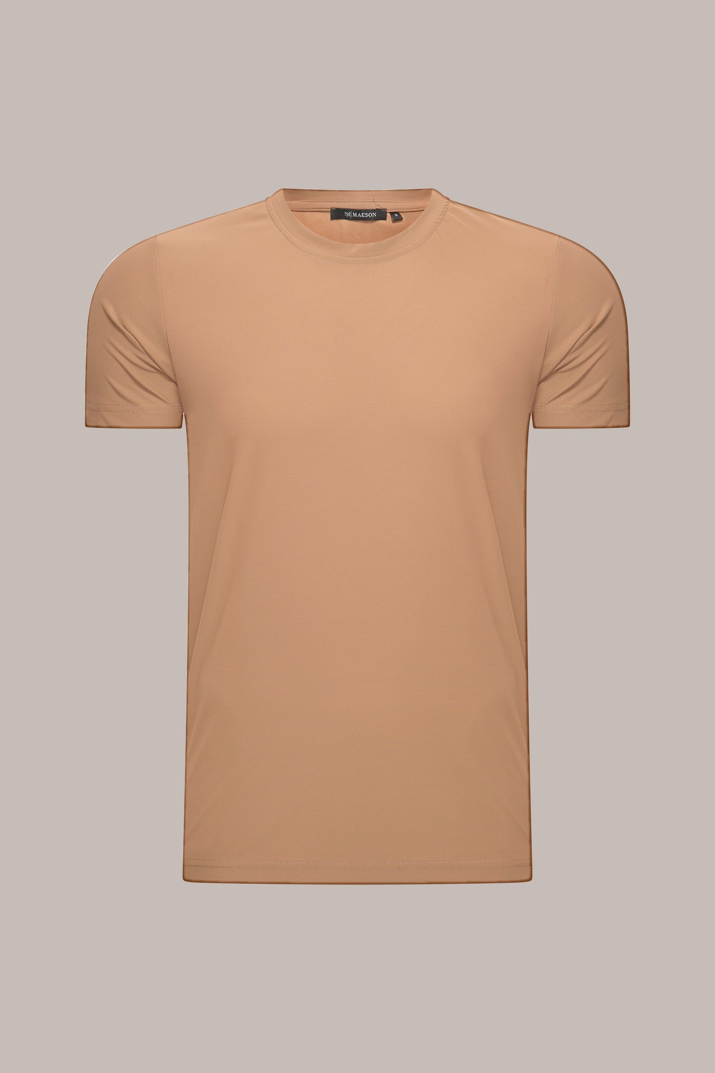 MAESON T-Shirt Silktouch Pique Mocha Sand — vooraanzicht