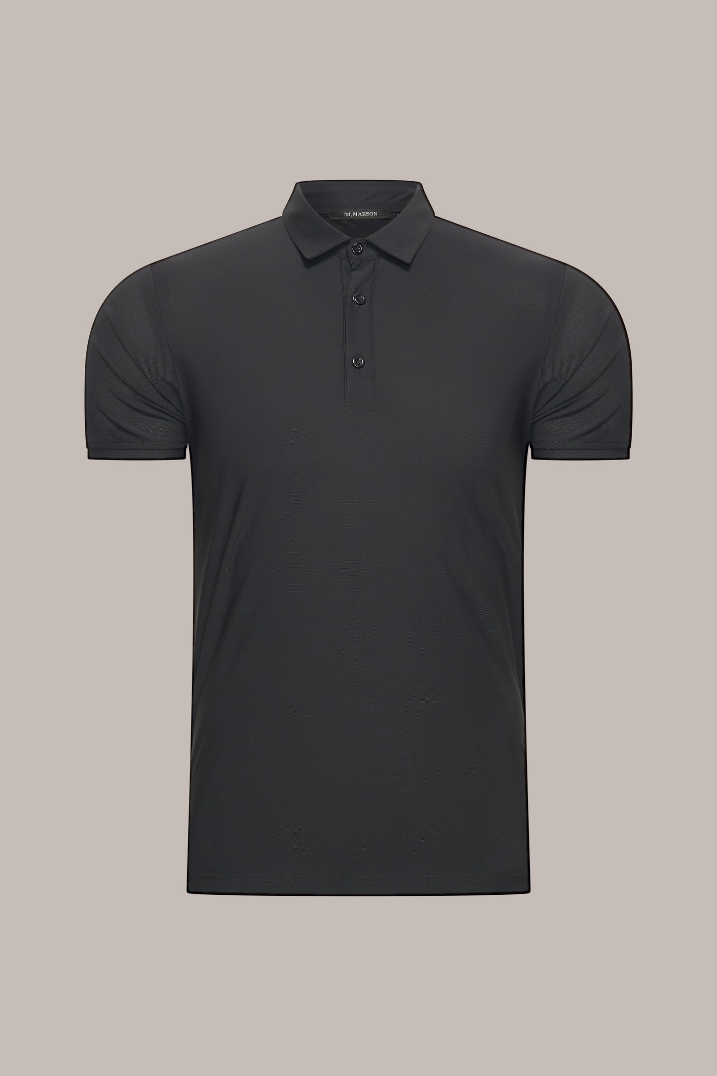 MAESON Polo Silktouch Pique Onyx Black — vooraanzicht