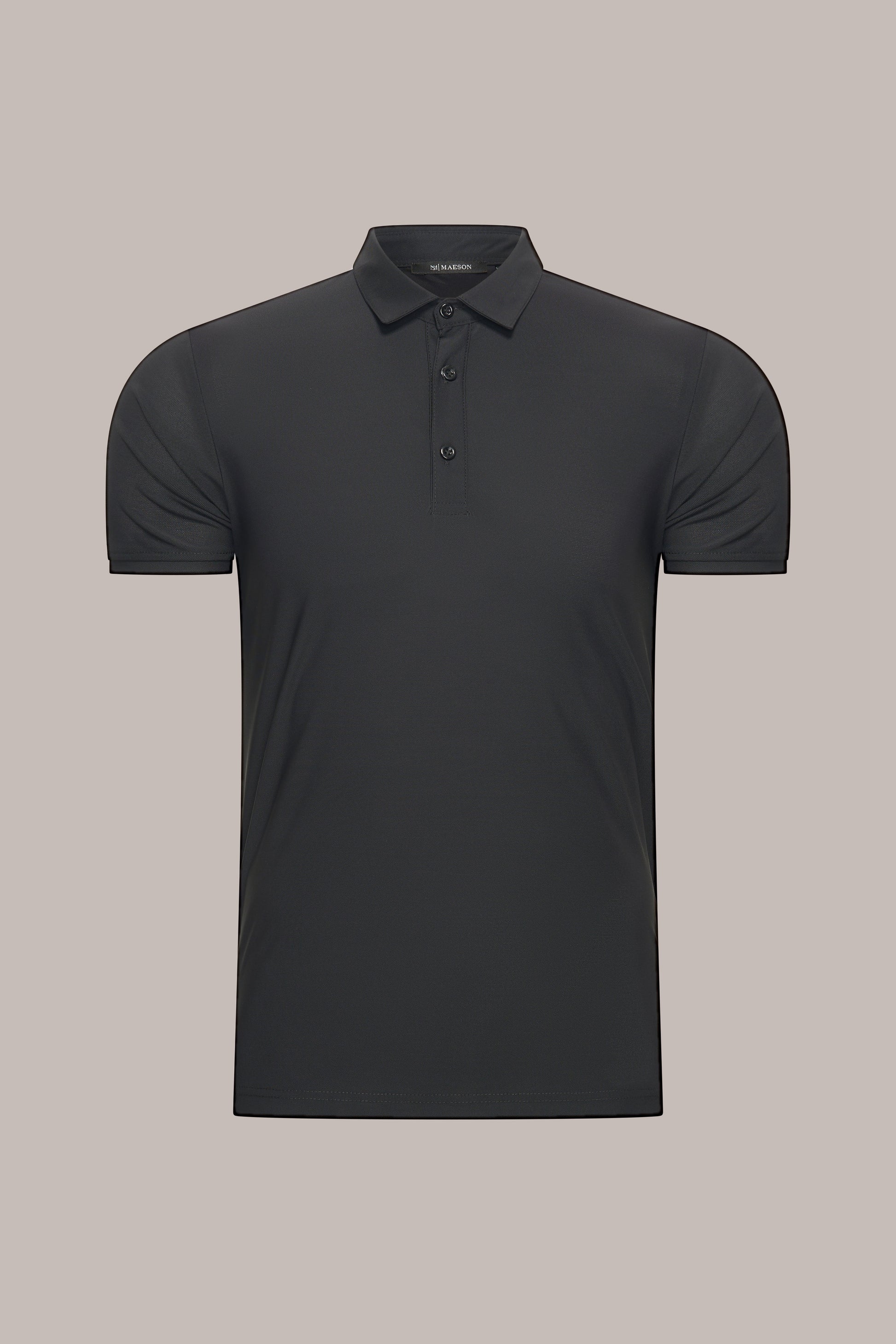 MAESON Polo Silktouch Pique Onyx Black — vooraanzicht