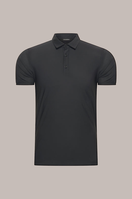 MAESON Polo Silktouch Pique Onyx Black — vooraanzicht