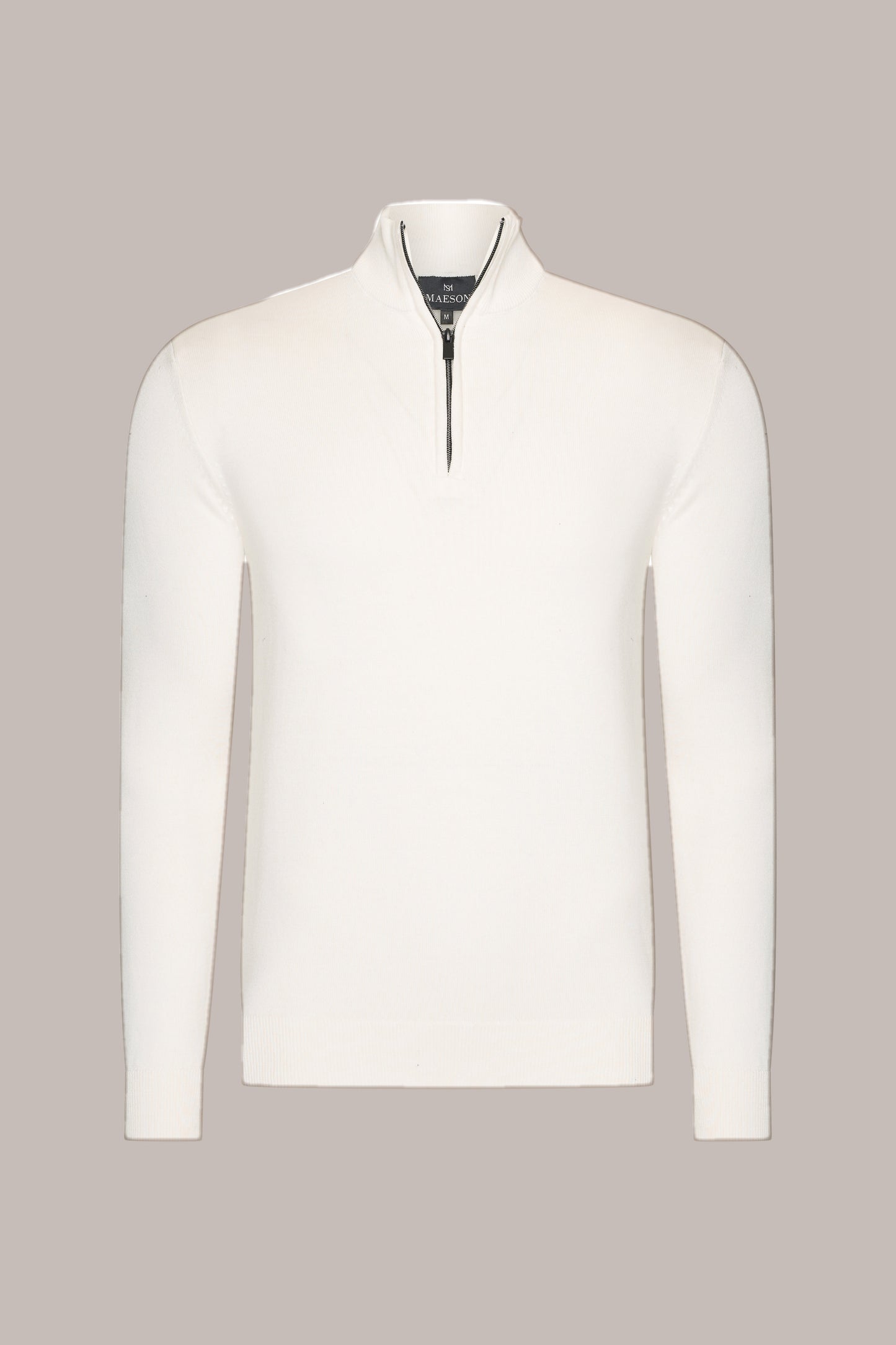 MAESON The Belfort Half-Zip Ivory Off-White — vooraanzicht