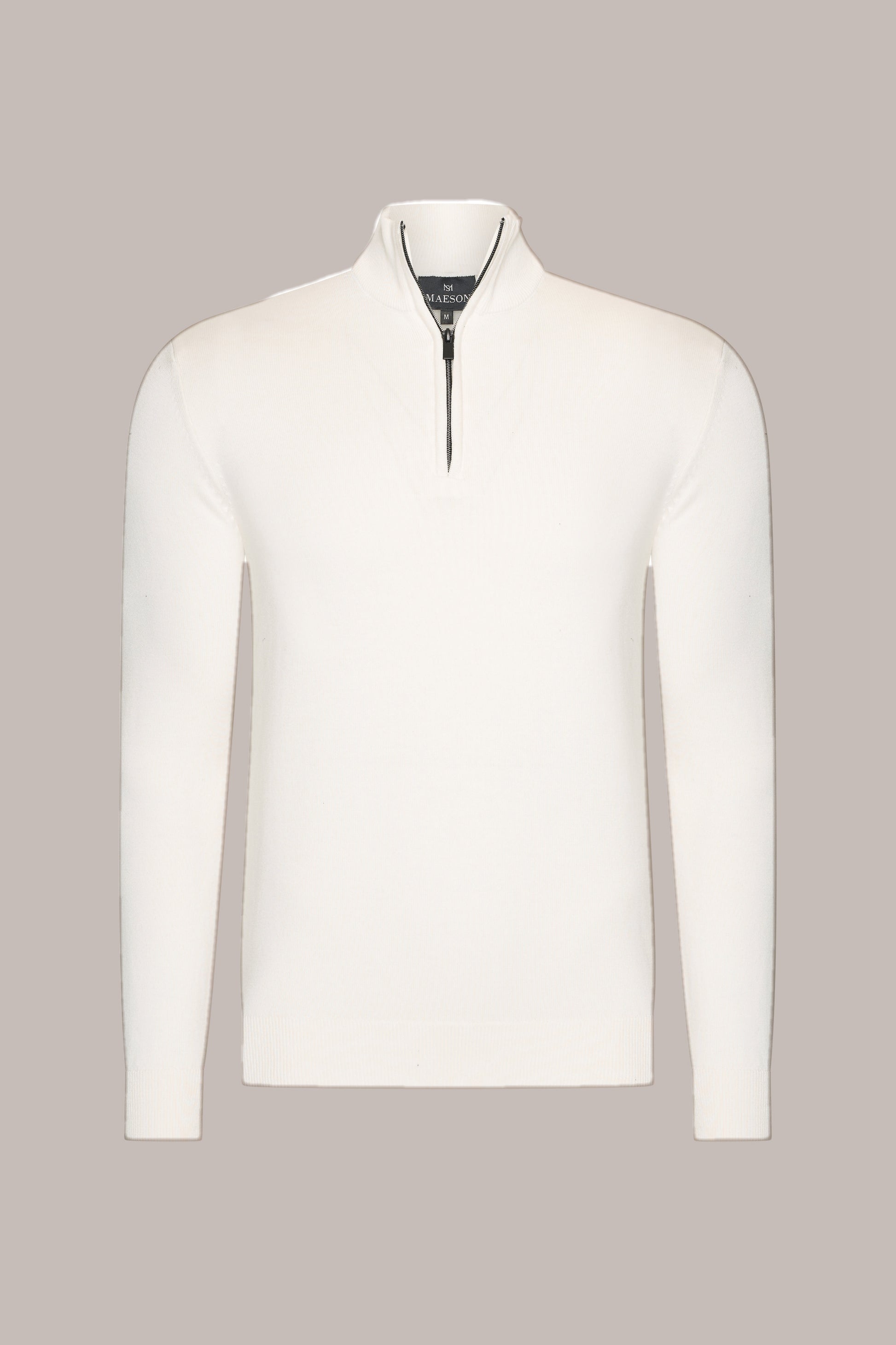 MAESON The Belfort Half-Zip Ivory Off-White — vooraanzicht