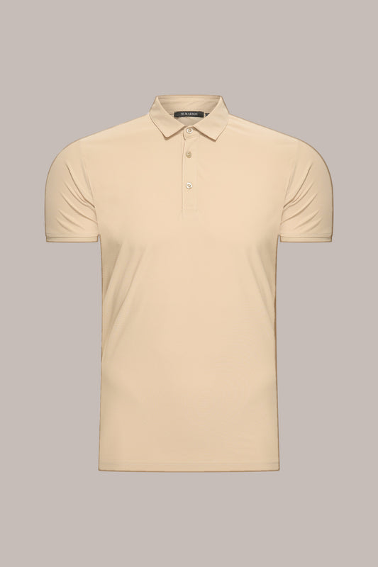 MAESON Polo Silktouch Pique Ivory Beige — vooraanzicht