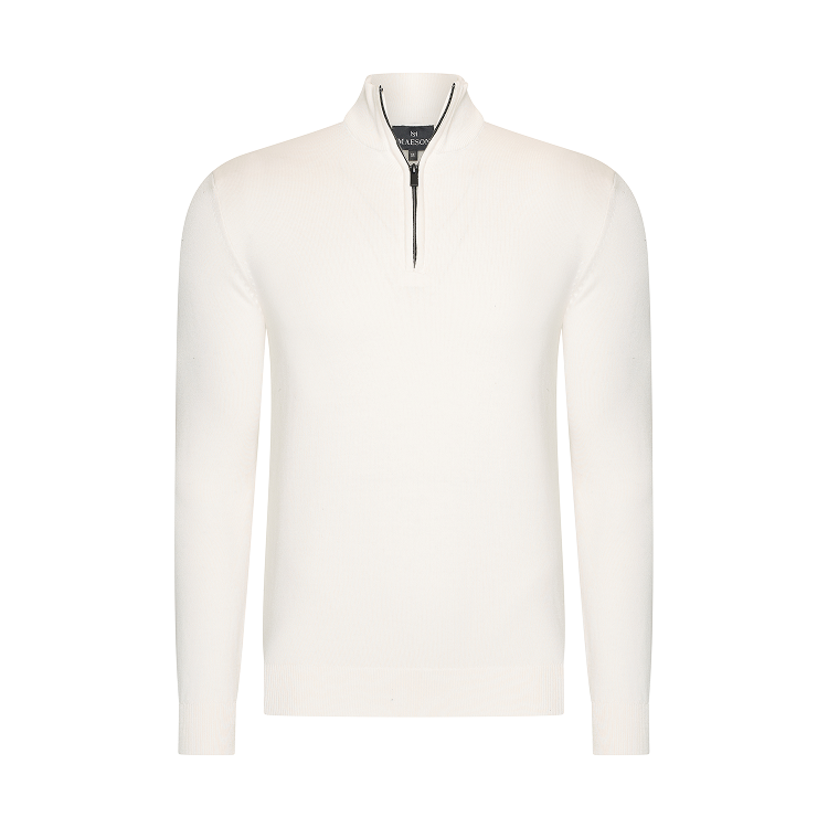 THE BELFORT HALF-ZIP - IVORY OFF-WHITE