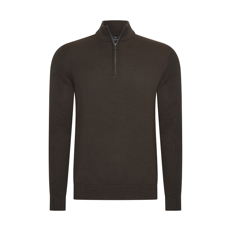 THE BELFORT HALF-ZIP - OAK BROWN