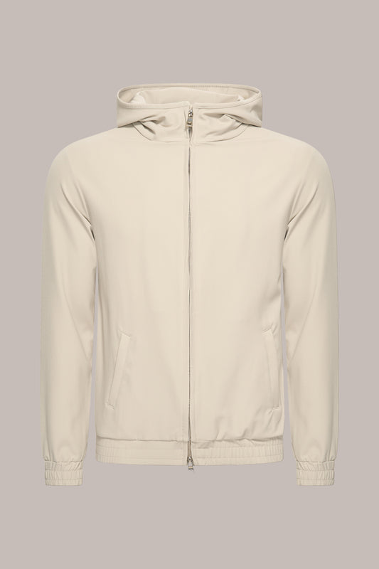 MAESON Hooded Tech Stretch Vest Silk Beige — vooraanzicht