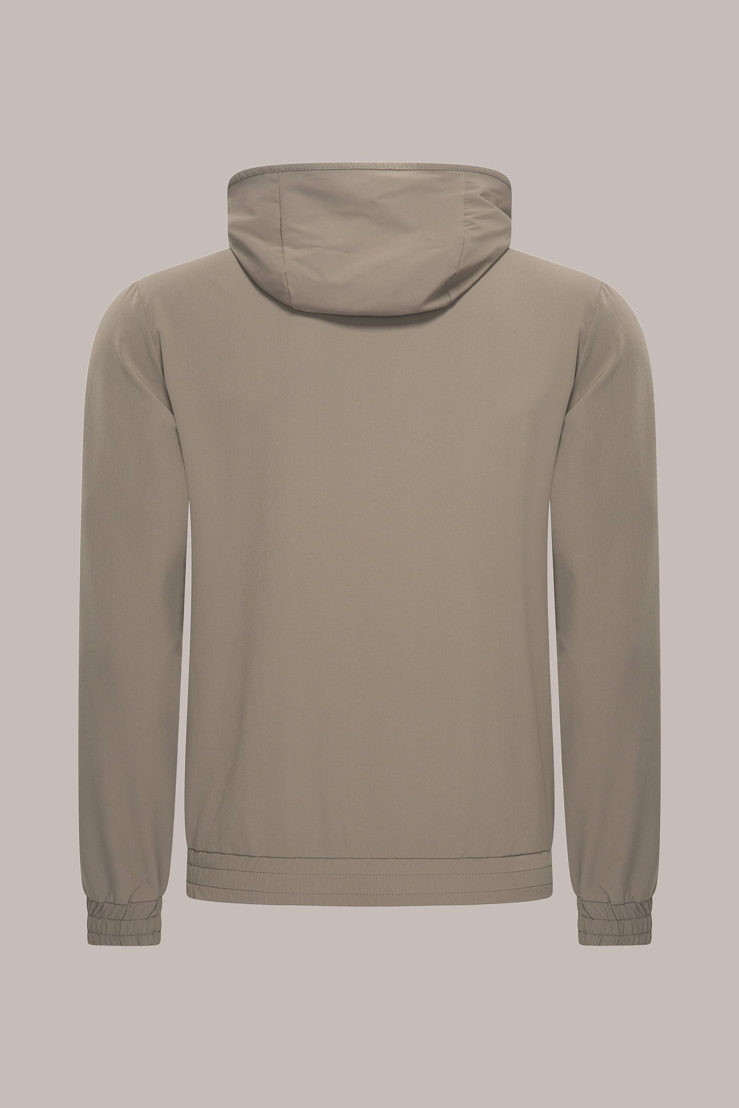MAESON Hooded Tech Stretch Vest Soft Taupe — achteraanzicht