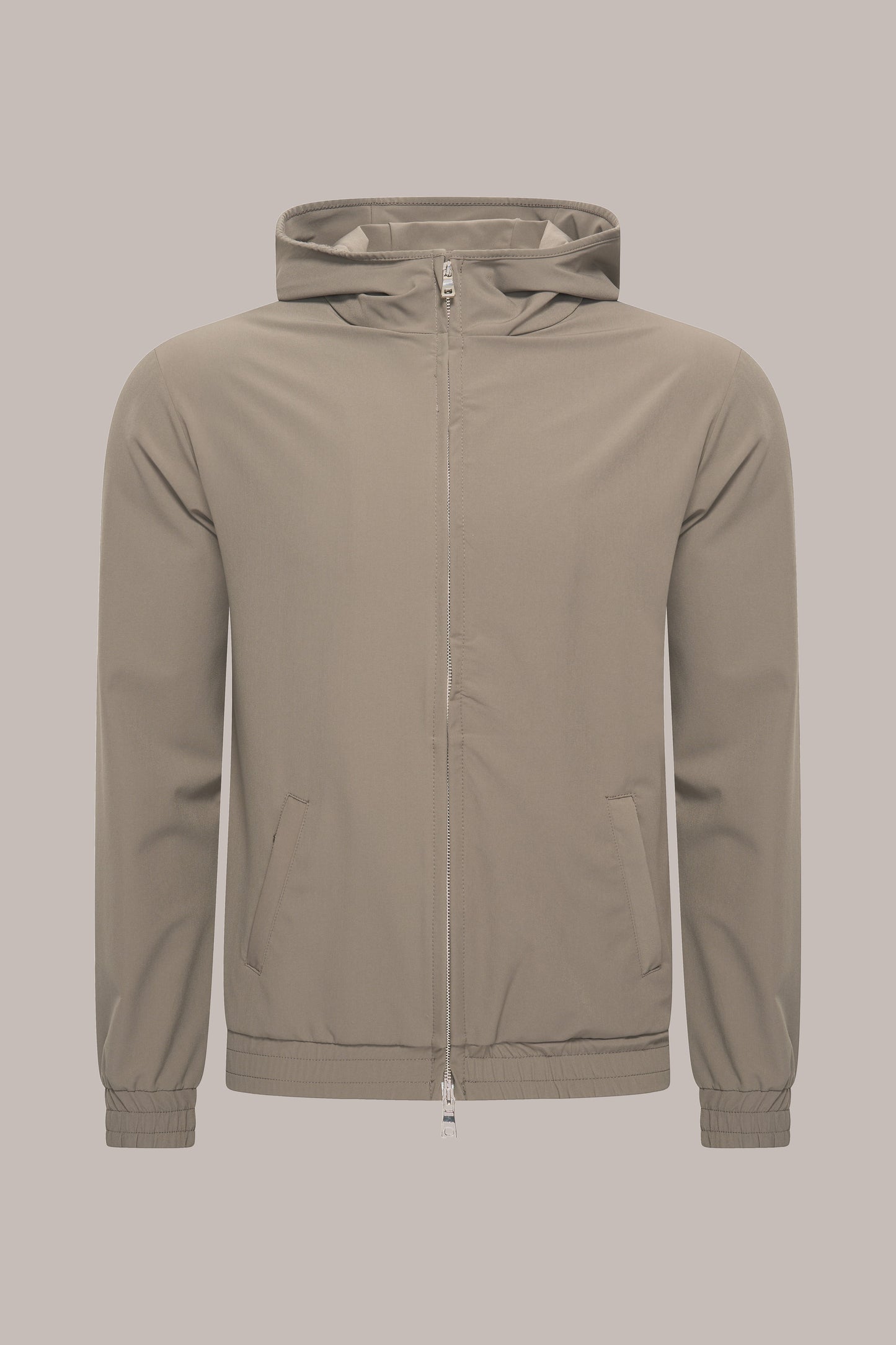 MAESON Hooded Tech Stretch Vest Soft Taupe — vooraanzicht