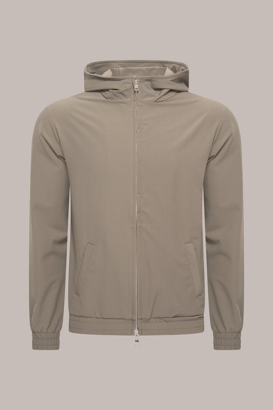 MAESON Hooded Tech Stretch Vest Soft Taupe — vooraanzicht