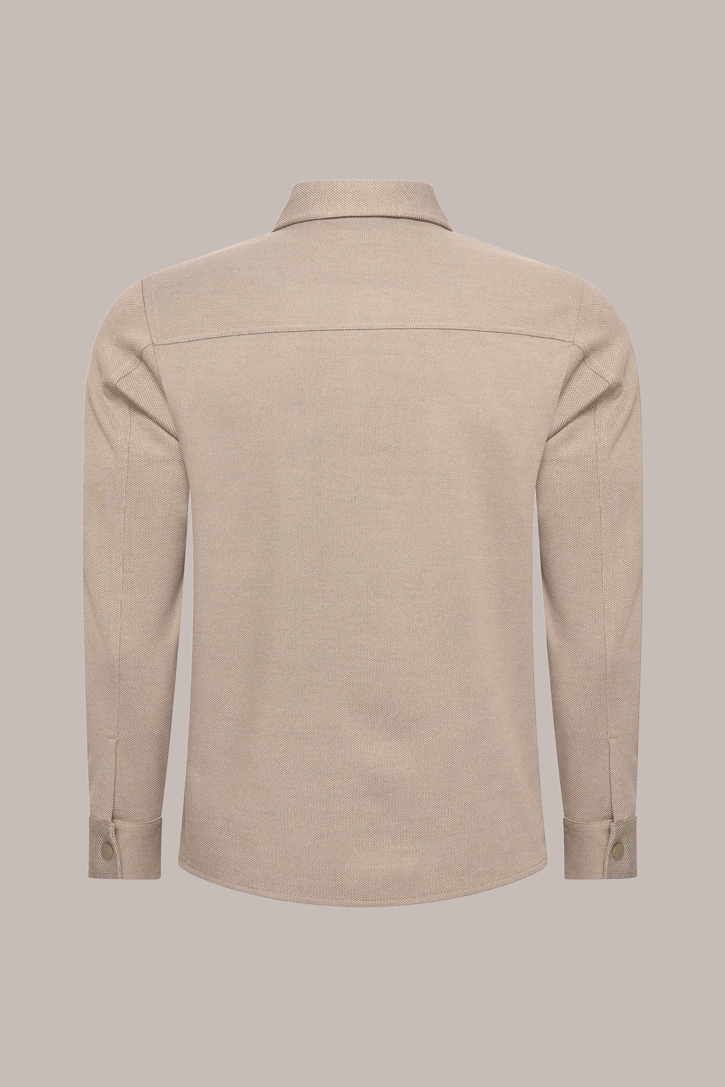 MAESON Knitted Overshirt Desert Beige — achteraanzicht