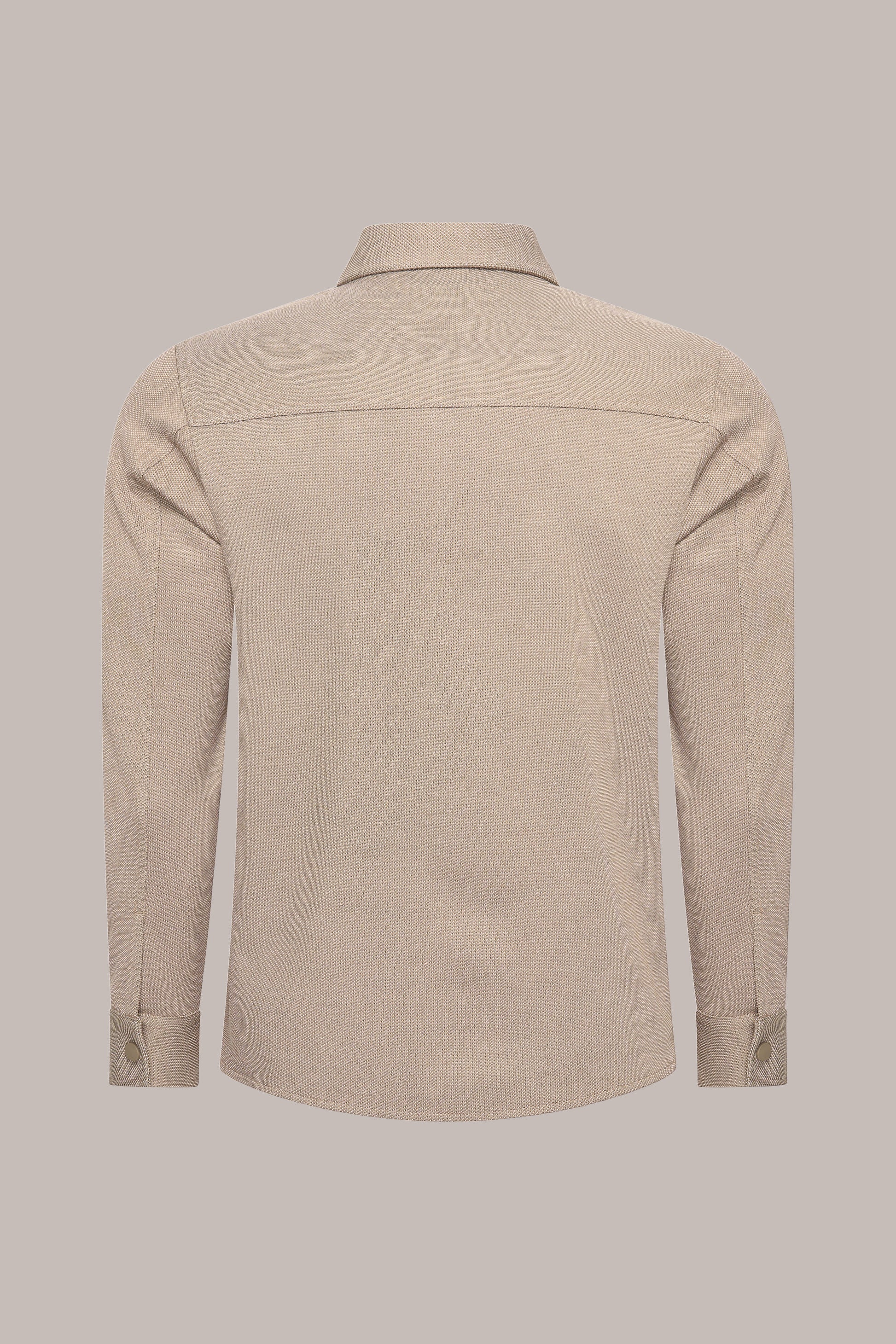 MAESON Knitted Overshirt Desert Beige — achteraanzicht