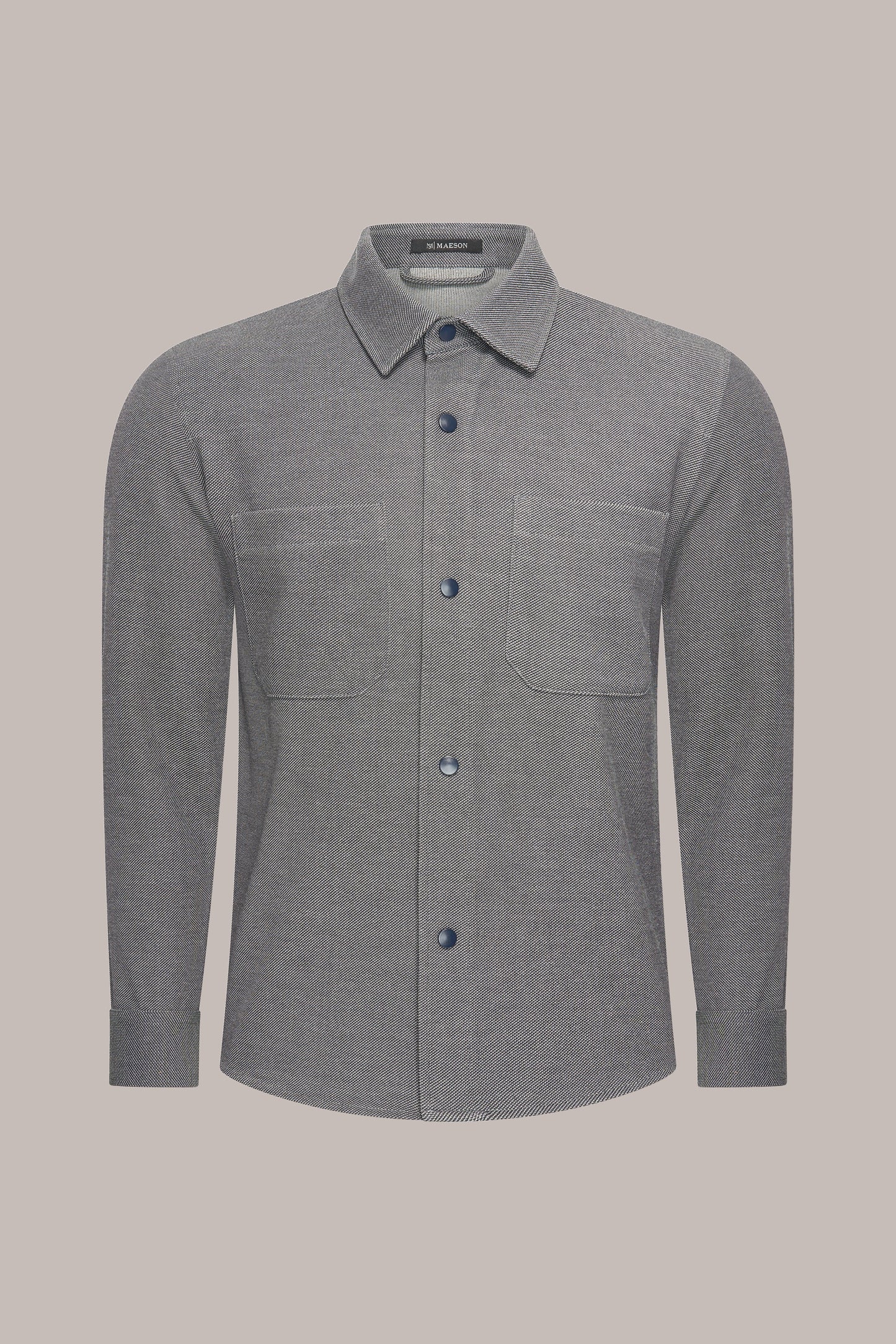MAESON Knitted Overshirt Midnight Blue — vooraanzicht