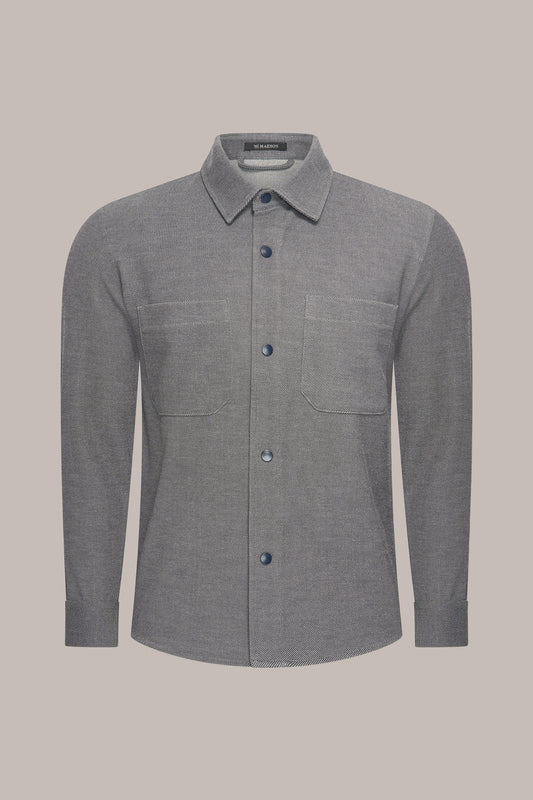 MAESON Knitted Overshirt Midnight Blue — vooraanzicht