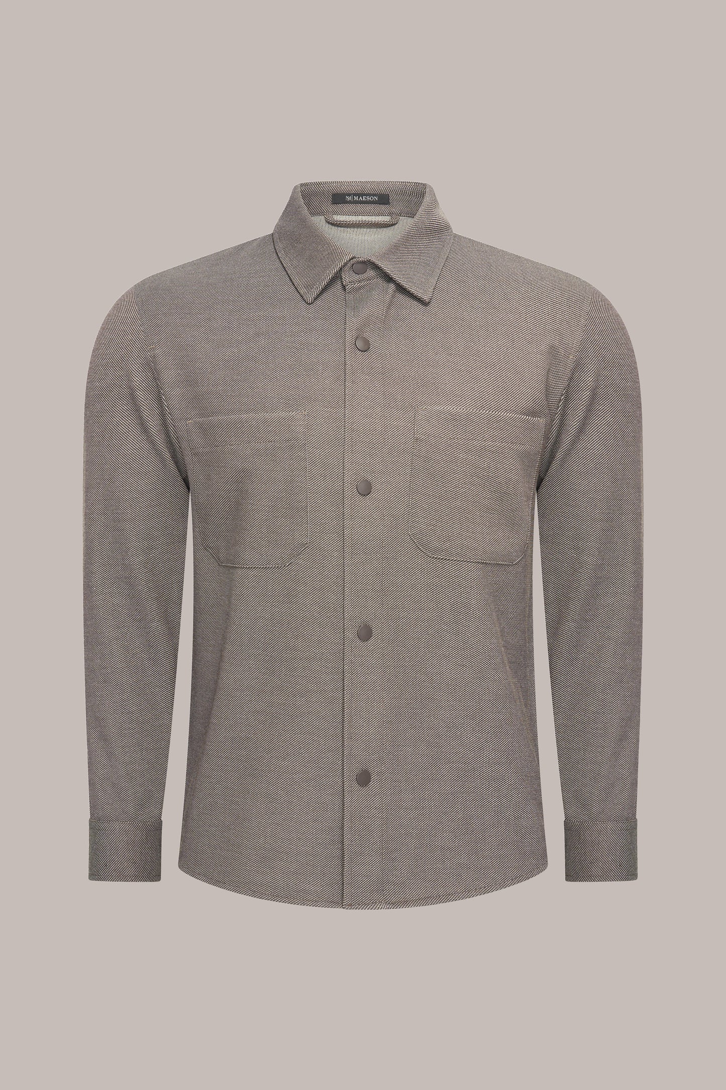 MAESON Knitted Overshirt Mocha Brown — vooraanzicht