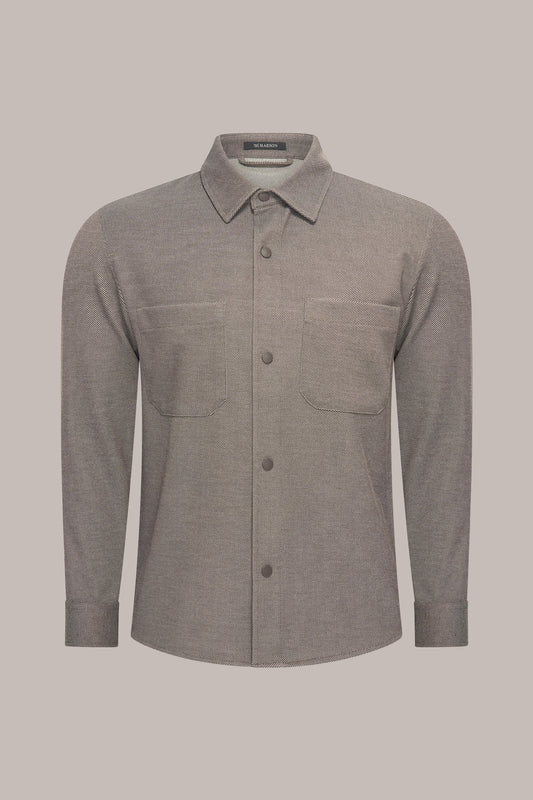 MAESON Knitted Overshirt Mocha Brown — vooraanzicht