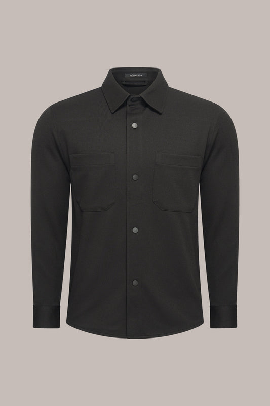 MAESON Knitted Overshirt Onyx Black — vooraanzicht