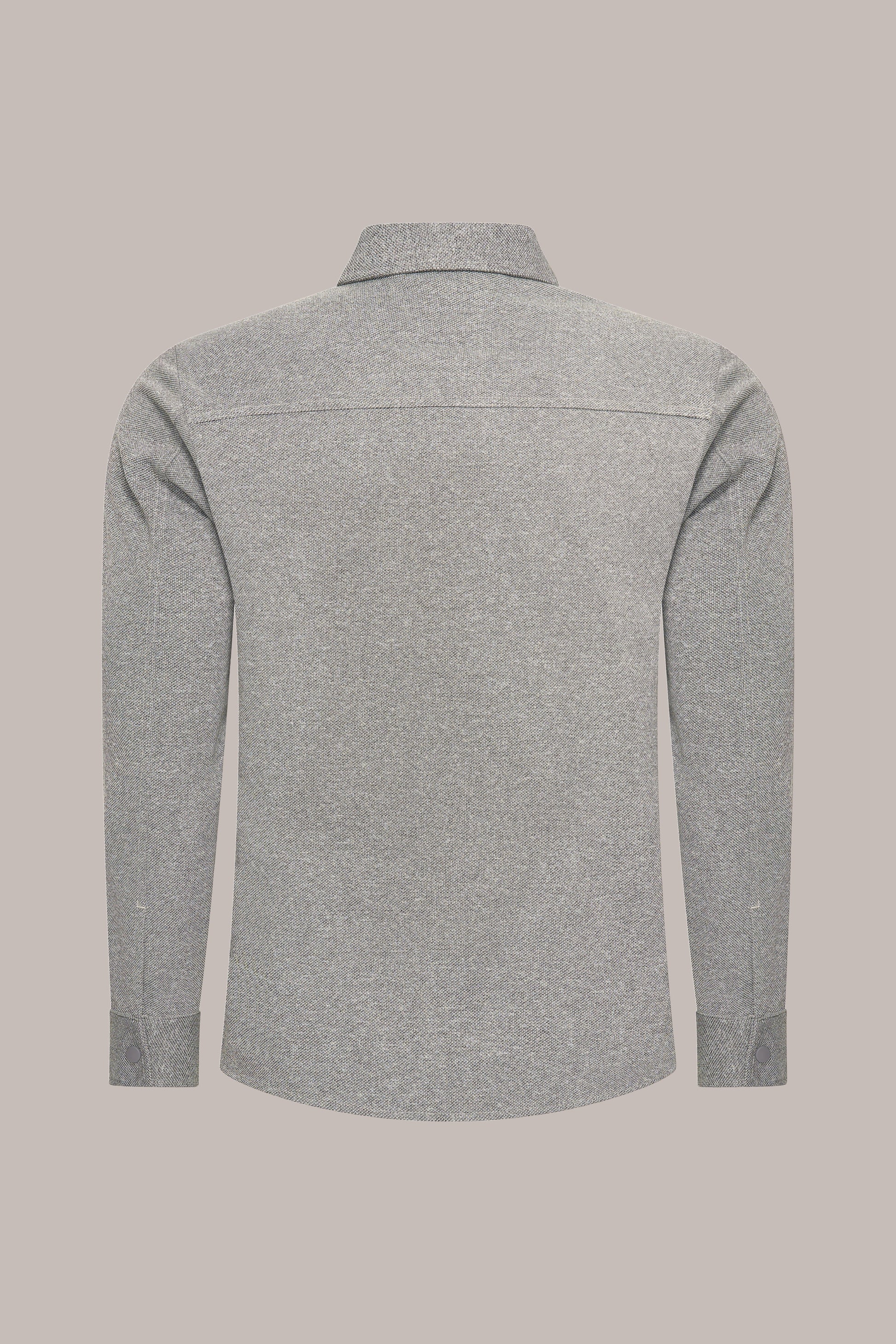 MAESON Knitted Overshirt Sterling Grey — achteraanzicht